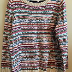 Talbots Colorful Striped Crew Neck Sweater